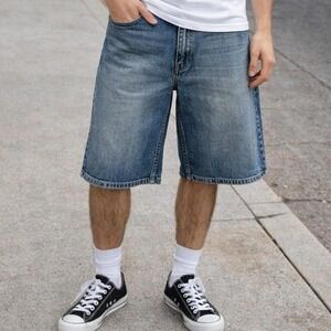 Levis 569 Loose Fit Denim Shorts Mens 36 Baggy Wide Leg Skater Blue